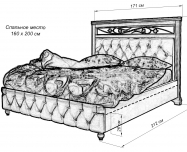 Здесь изображено Кровать Лира-3 с мягкой вставкой и ковкой