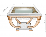 Здесь изображено Стол Лев-1 со стеклом из березы